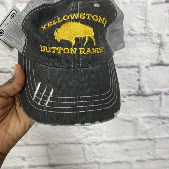Yellowstone Trucker Hat Mesh Back Dutton Ranch Embroidered Buffalo Adjustable - Picture 6 of 7